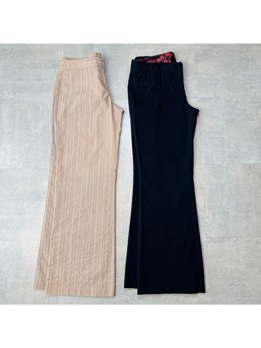 Studio Y Light Black & Tan Striped Mid Rise Dress Pants Bundle Womens Size 11/12